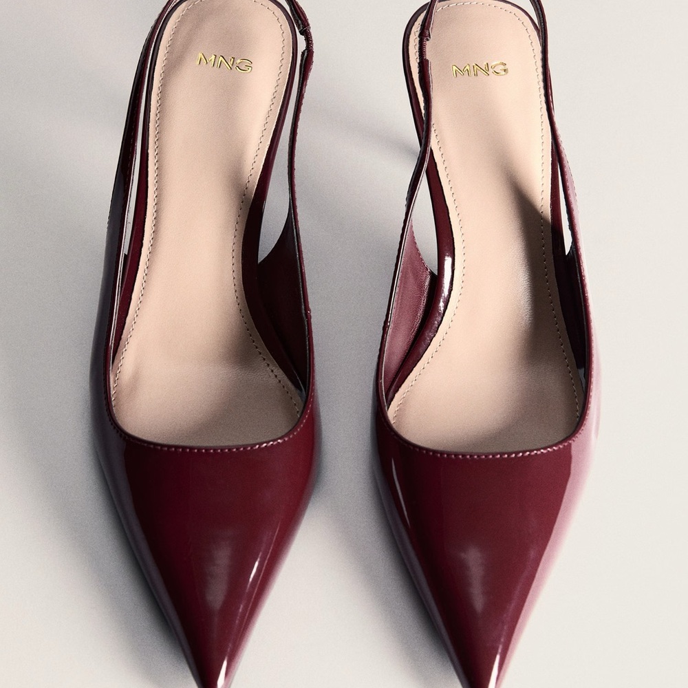 MNG Burgundy Slingback Heels